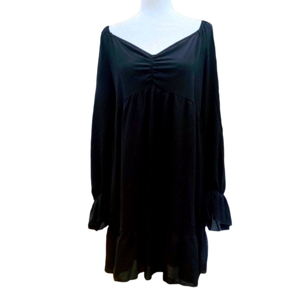 FREE SHIPPING ☆ NWT black ruffle sleeve  dress 3X